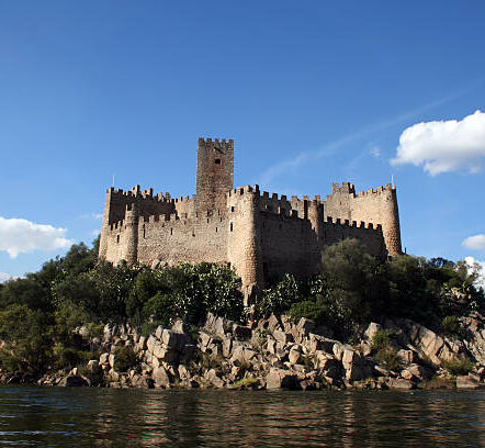 Almourol Castle (Castelo de Almourol) is a medieval castle in central Portugal situated on a small rocky island in the middle of the Tagus river. It as a Knights Templar stronghold used during the Reconquista.